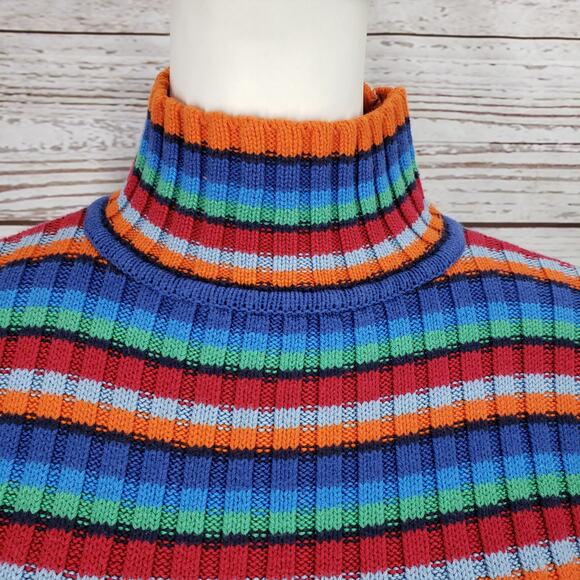 Tommy Hilfiger Women's Multicolor Stripe 100%Cotton Mock Neck Sweater Size S/P - Picture 8 of 11